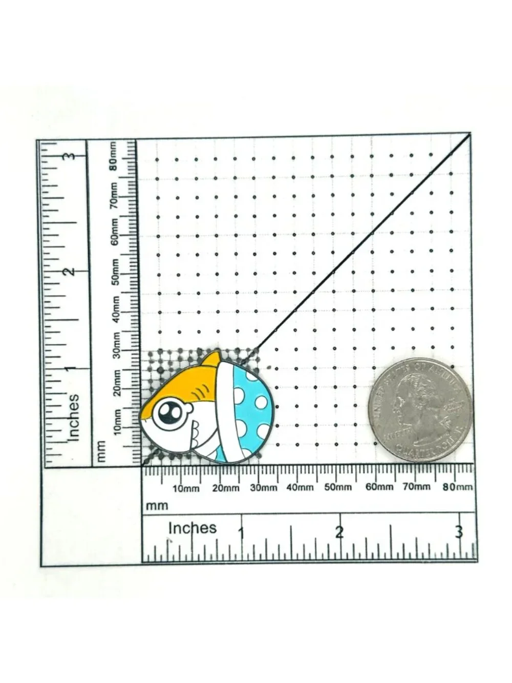 ⭐Shark Pin Yellow Blue Spot Animal Sea Life Whale Enamel Animal Brooch Fun Shark